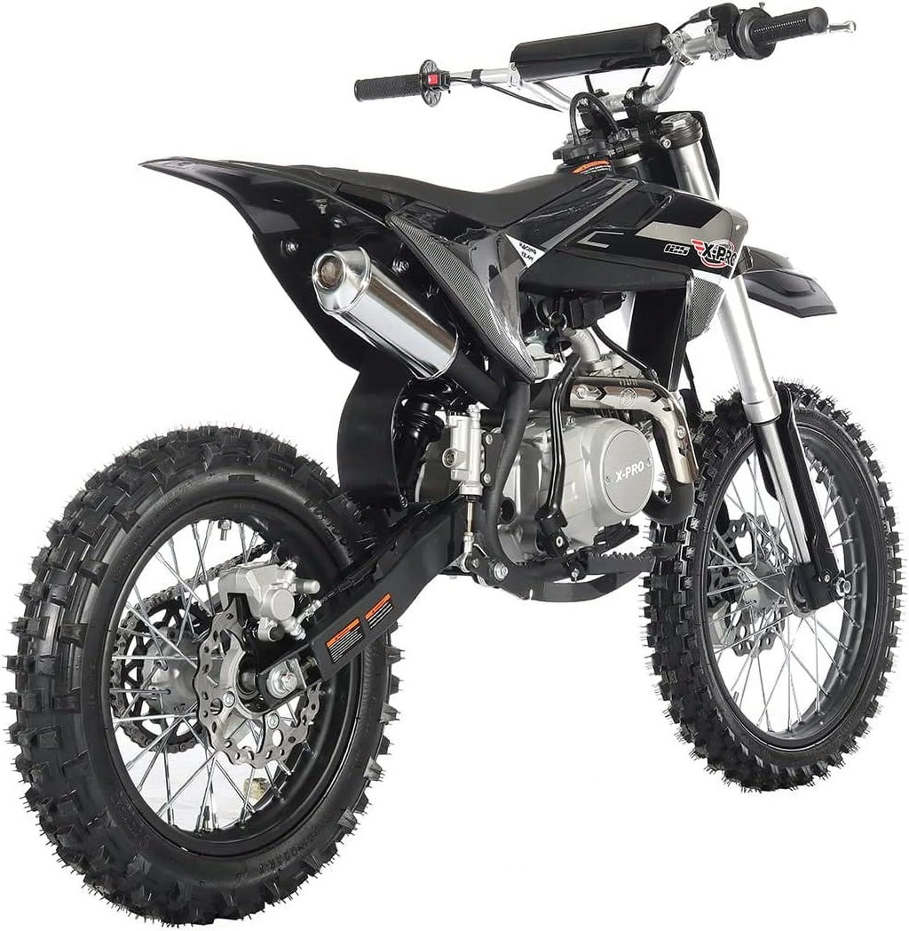 125cc Dirt Bike with 4 Speed Semi-Automatic Transmission, Kick Start 17"/14" Tires F766