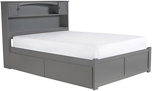 Gray Solid Wood Full Bed with Bookcase Storage Z61270