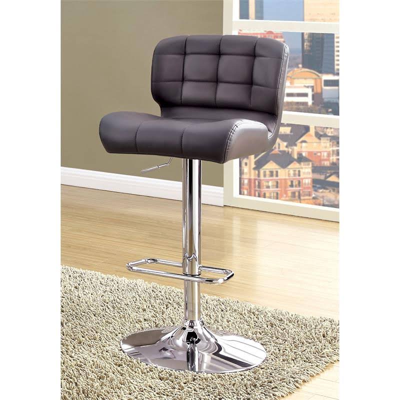 Gray Faux Leather Adjustable Barstool Set of 2 N581656