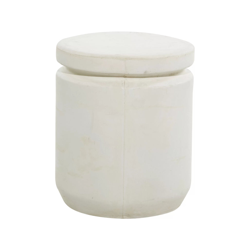 White Industrial Fiber Clay Outdoor Cylindrical Foot Stool A972