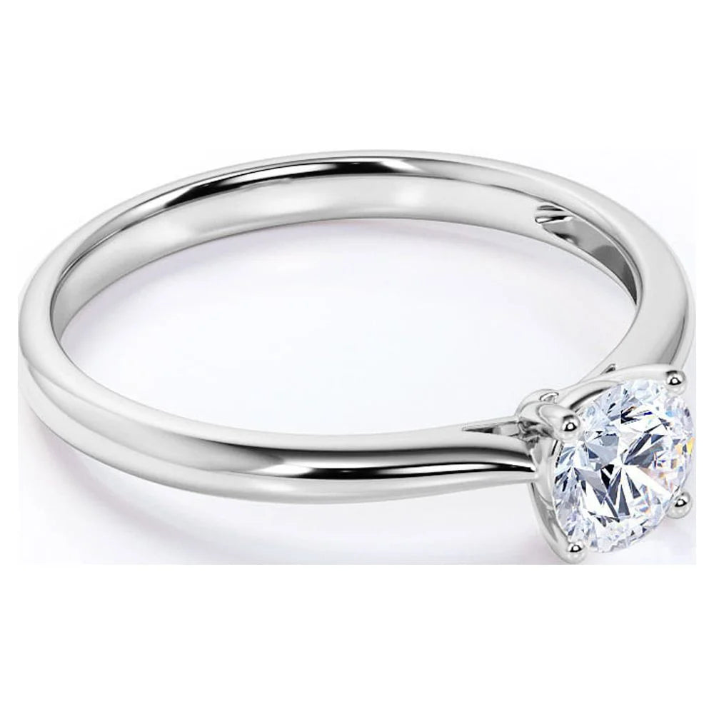 1 Carat Round Cut Moissanite Solitaire Engagement Ring in 18k White Gold Over Silver T36847