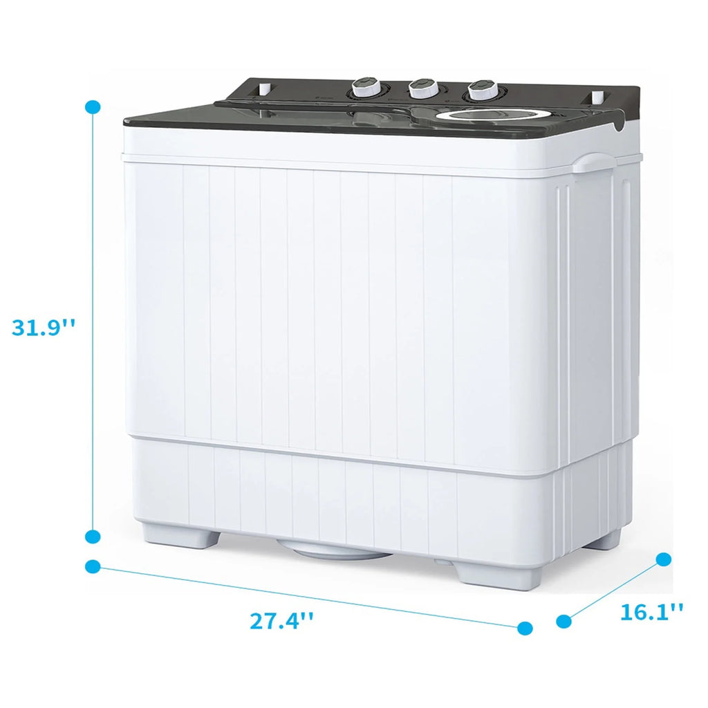 Portable 26Lbs Twin Tub Washing Machine with Gravity Drain Pump Z189