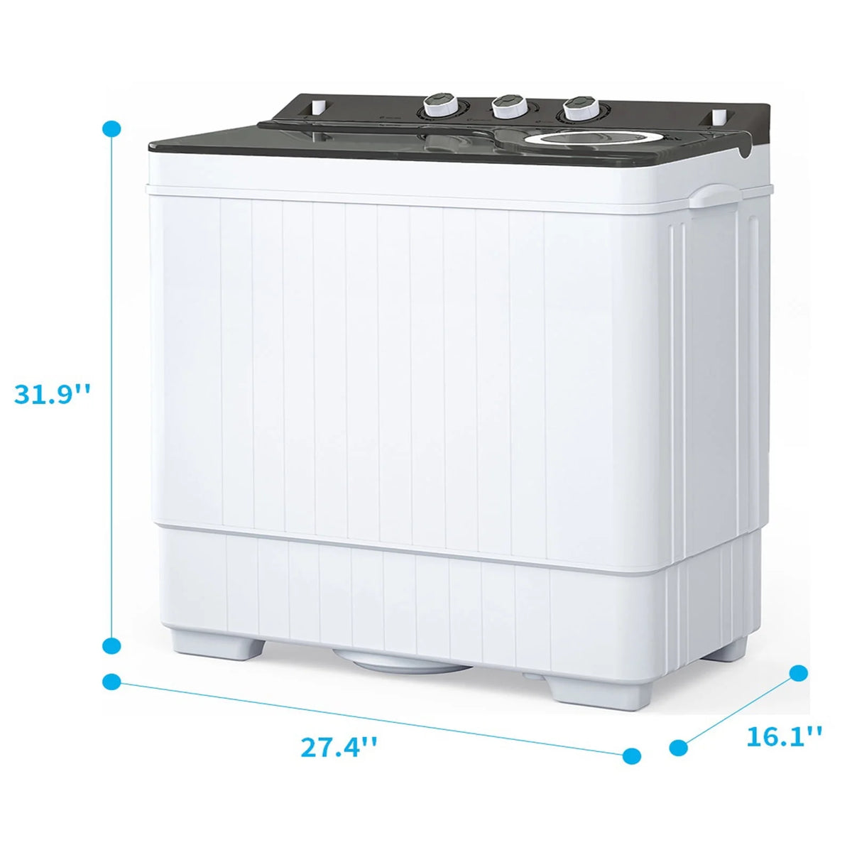Portable 26Lbs Twin Tub Washing Machine with Gravity Drain Pump Z189