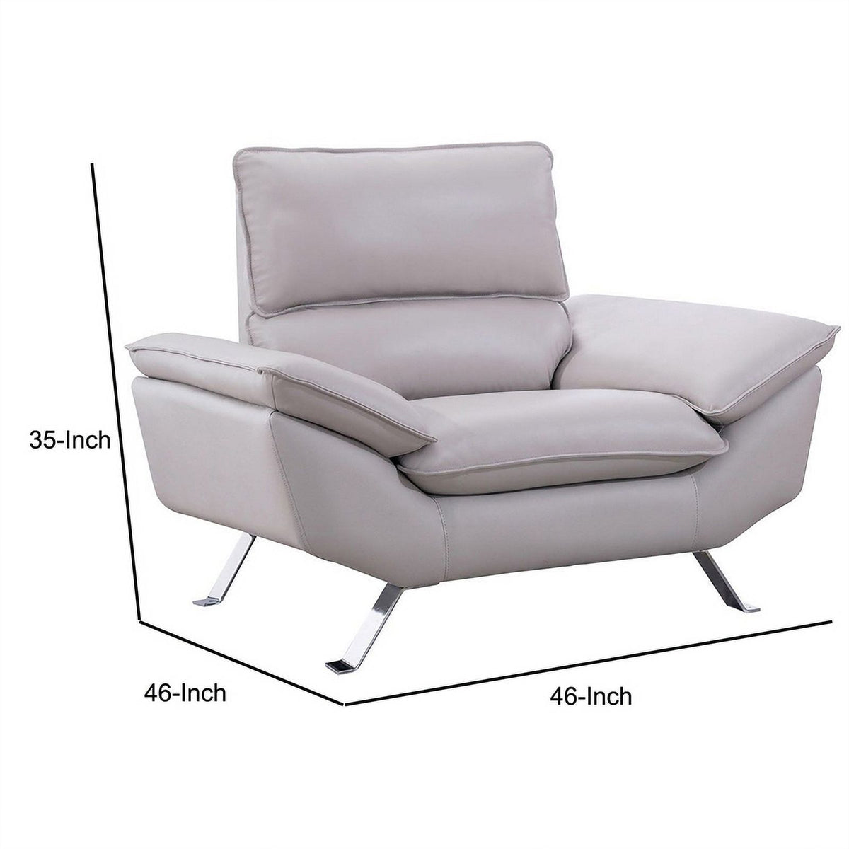 Light Gray Padded Leatherette Chair with Metal Legs A201879