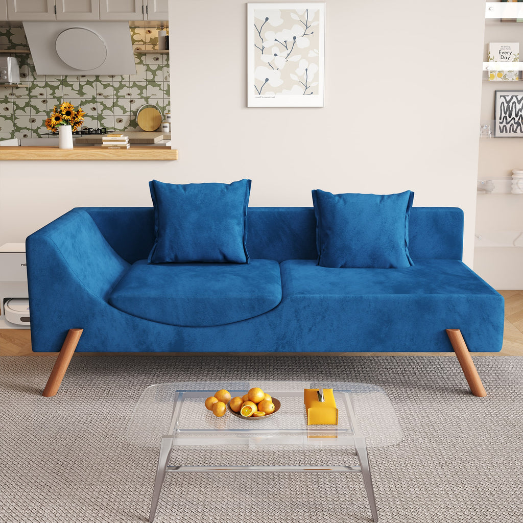 Modern Velvet Convertible Recliner Sofa with Ottoman F7774