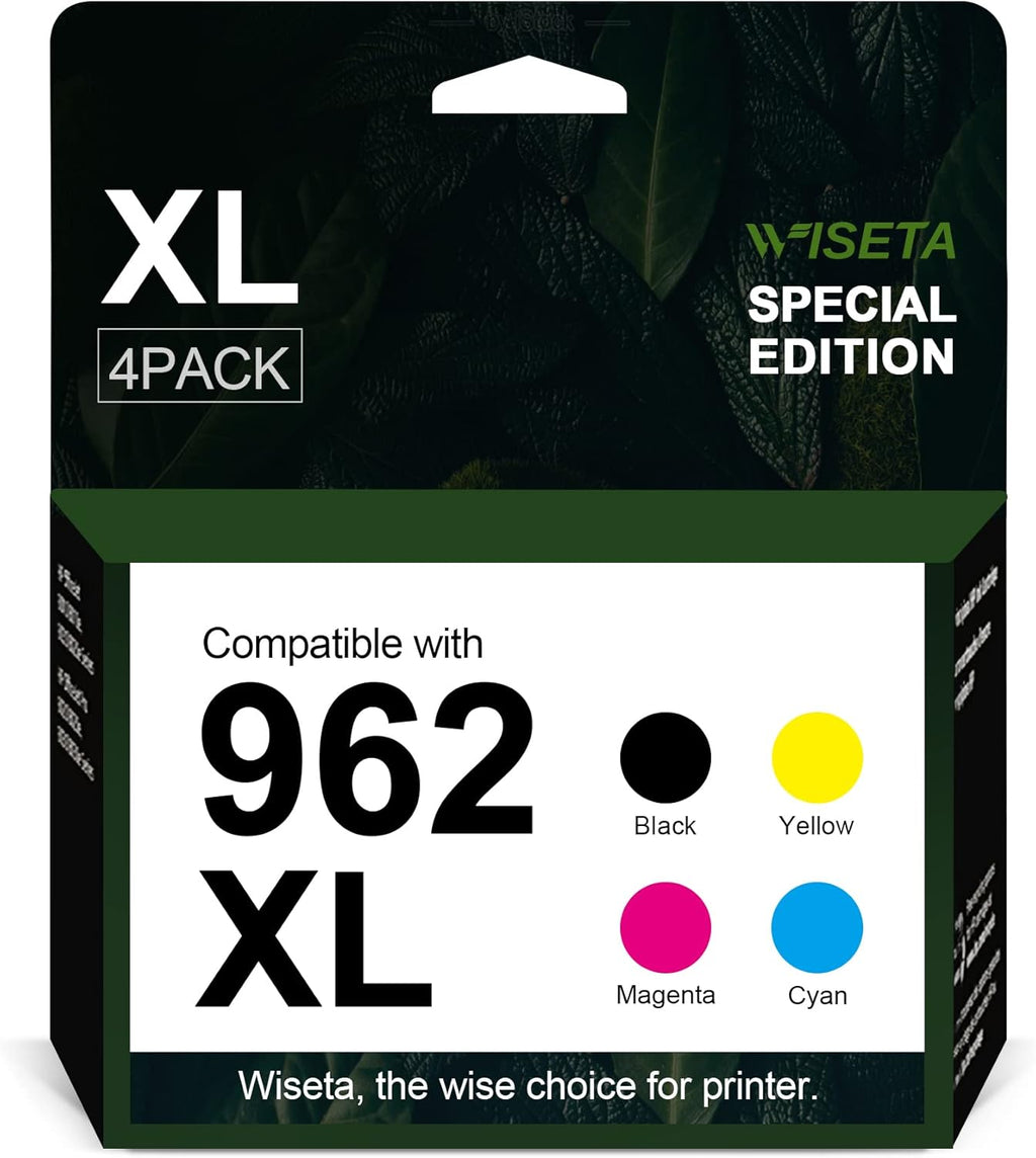 HP 962 962XL Black and C/M/Y Ink Cartridge 4-Pack Remanufactured for OfficeJet Pro 9010 Series C95860