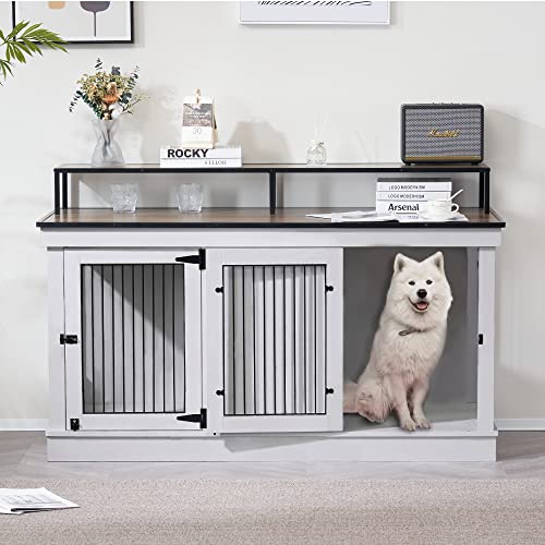 Large Wooden Dog Crate with Double Doors (Brown) X447150