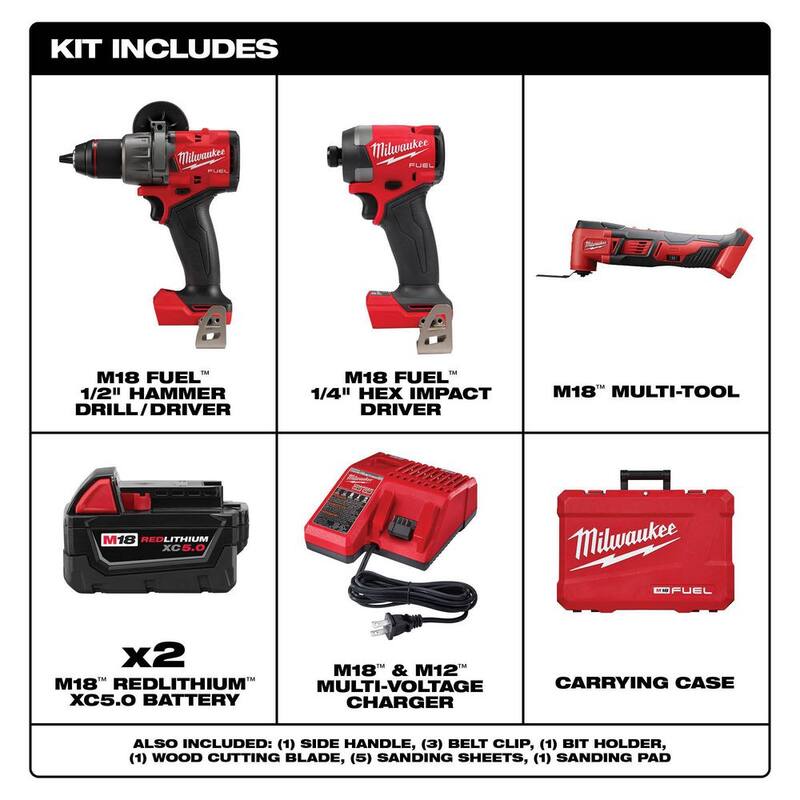 18-V Lithium-Ion Brushless Cordless Hammer Drill and Impact Driver Combo Kit (2-Tool) with Multi-Tool Y884