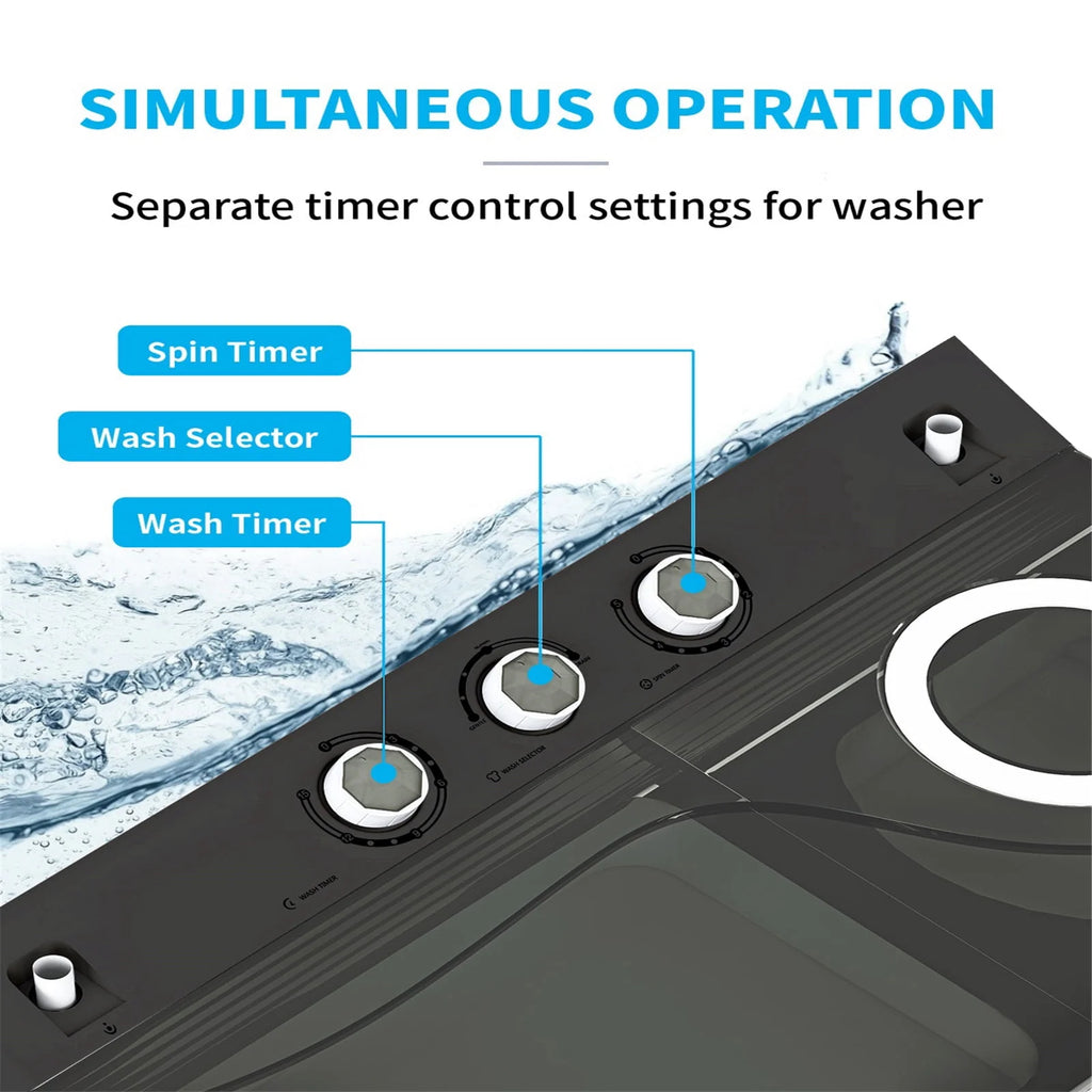 Portable 26Lbs Twin Tub Washing Machine with Gravity Drain Pump Z189