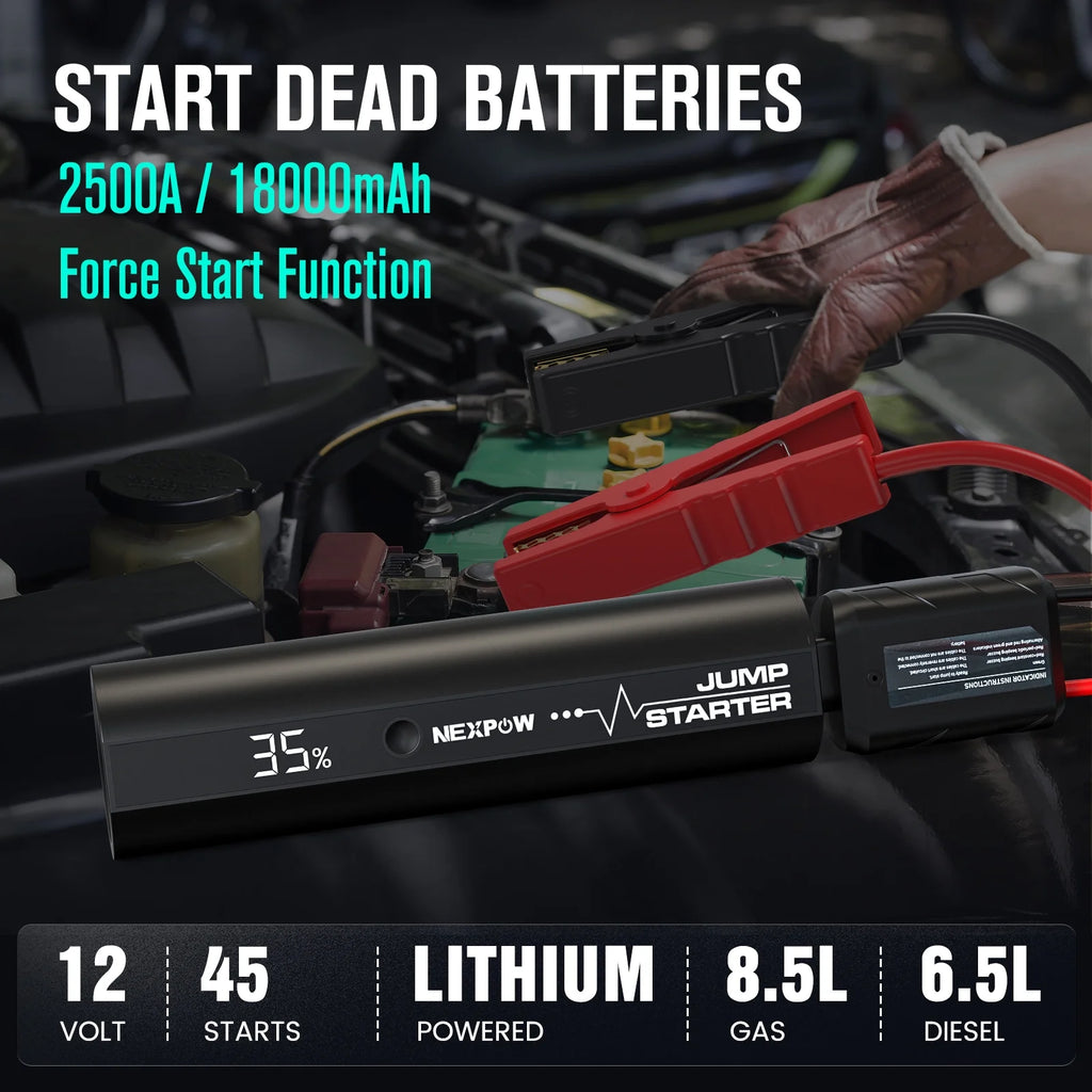 Car Jump Starter with LED Flashlight 2500A Peak 18000mAh W6175