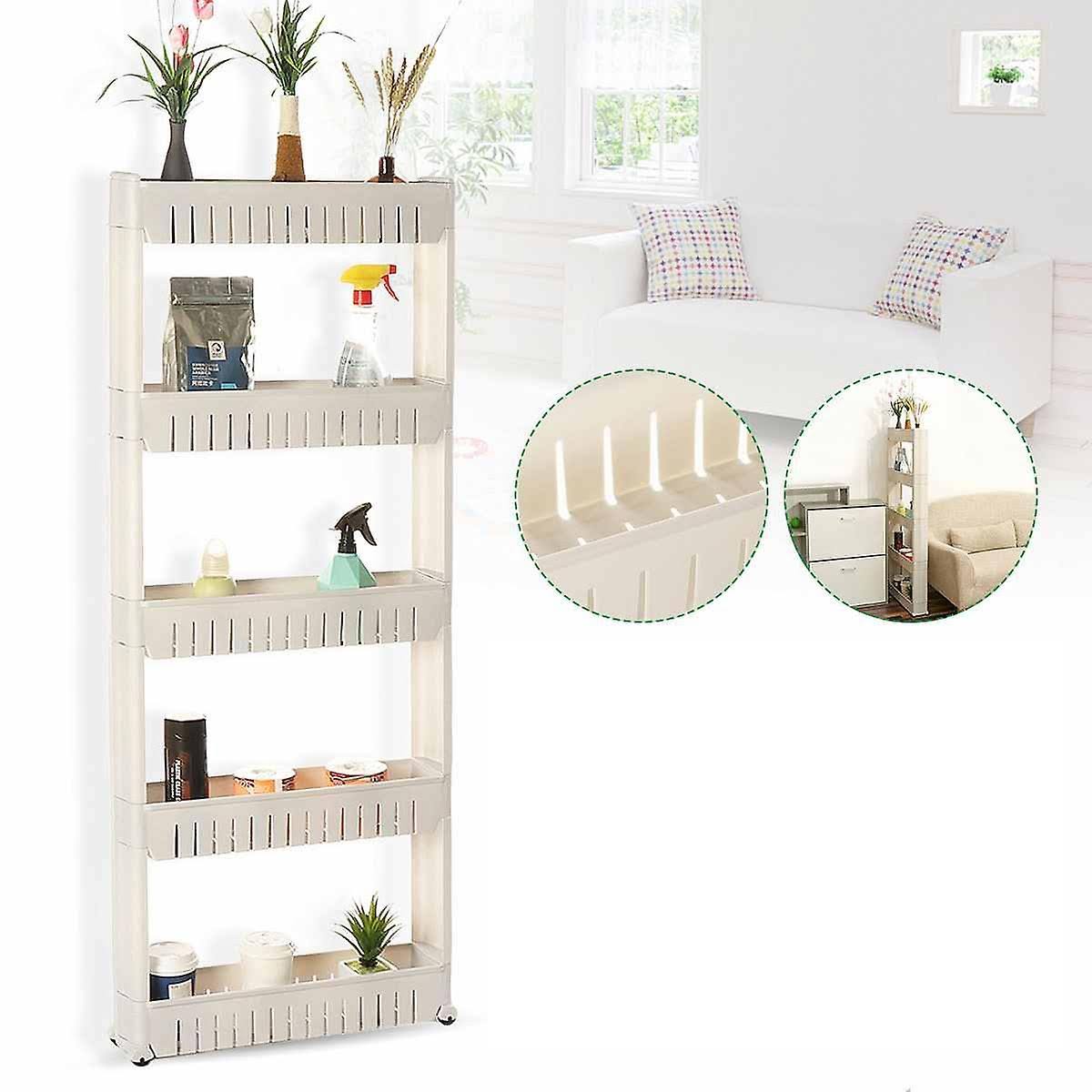 5 Tier Kitchen Bathroom Storage Trolley Cart With Wheels I2258