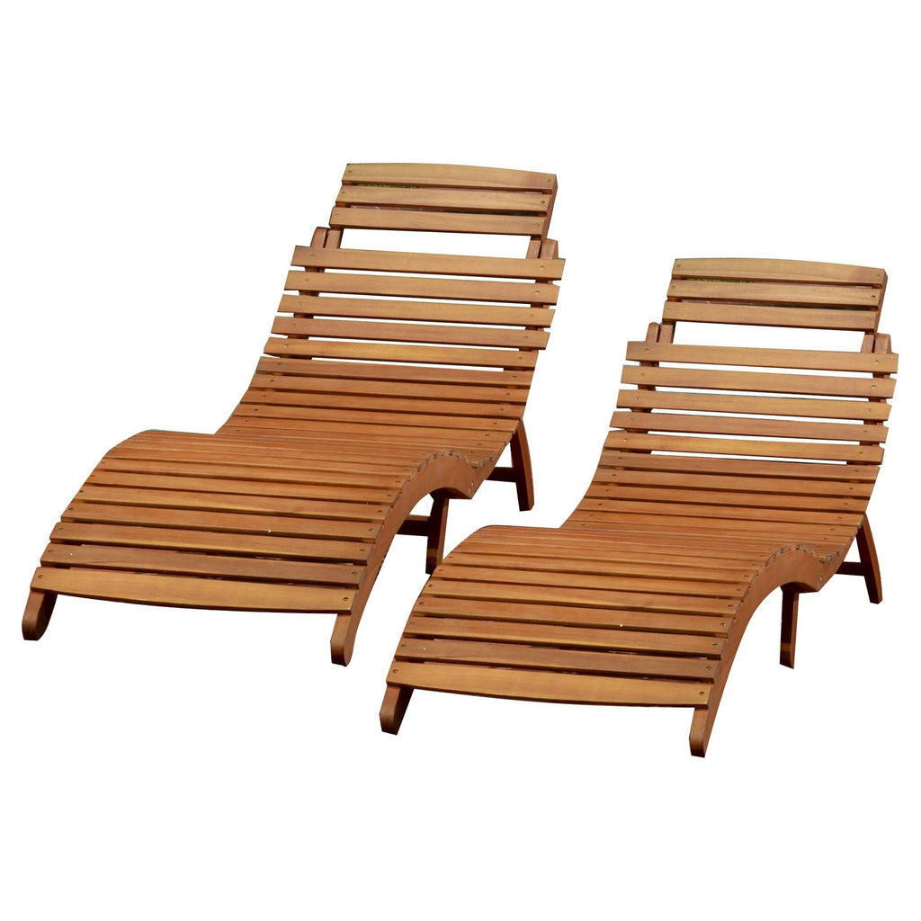 Acacia Wood Chaise Lounge (Set of 2) G282203