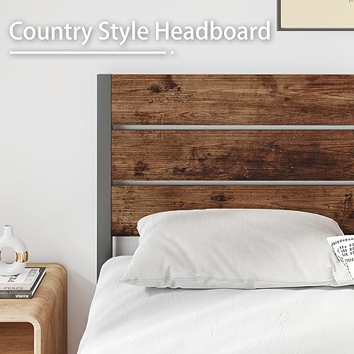 Rustic Brown Metal Full Bed Frame with Headboard and Footboard M22899