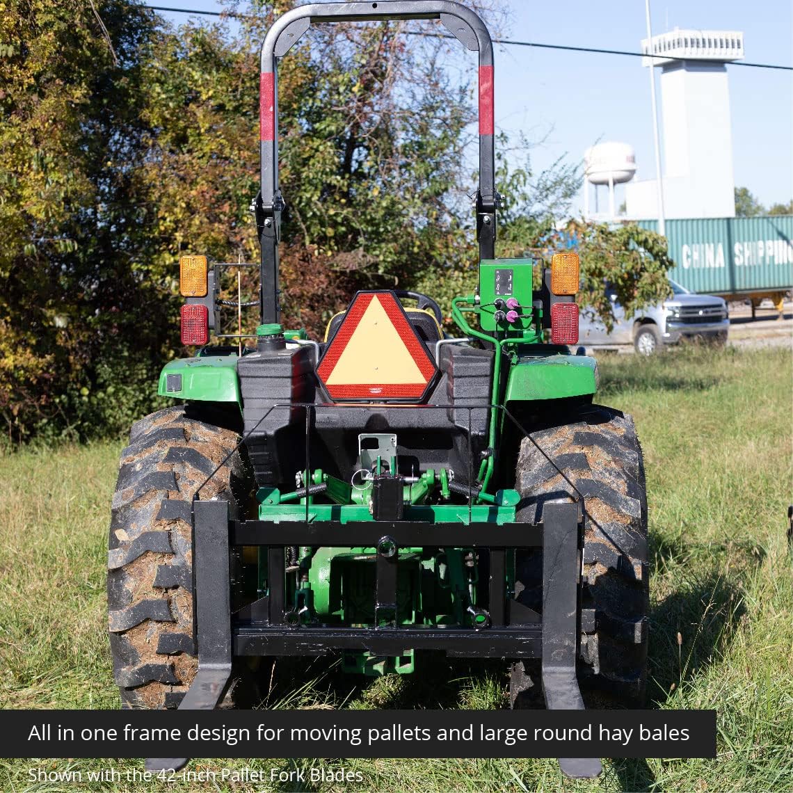 60-in Pallet Fork Hay Frame Attachment with Rack, Receiver Hitch Z81514