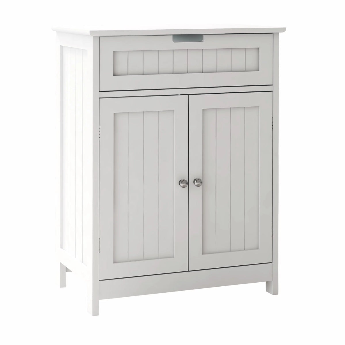 White Wood Bathroom Floor Cabinet 2 Doors 1 Drawer Q363553