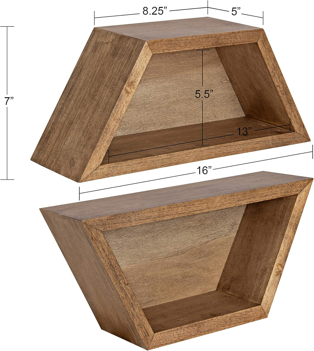 Rustic Brown Set of 2 Wood Shelves L951162