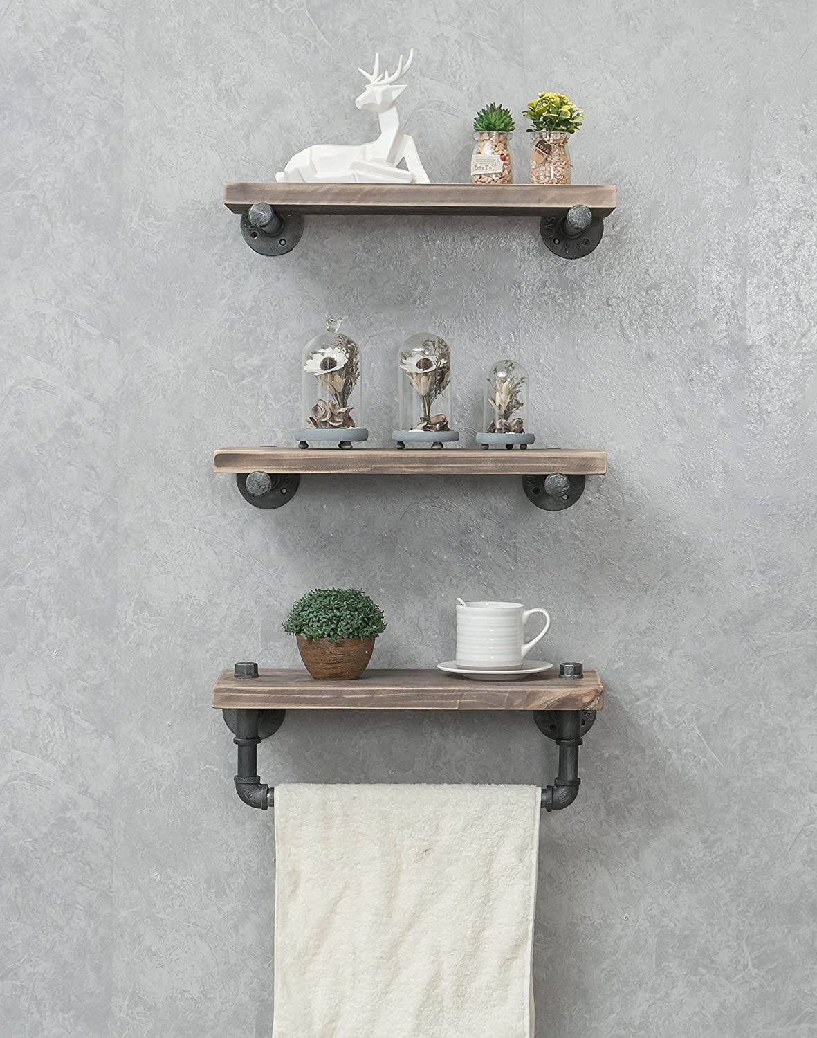 Industrial Pipe Wood Metal Shelving V122508