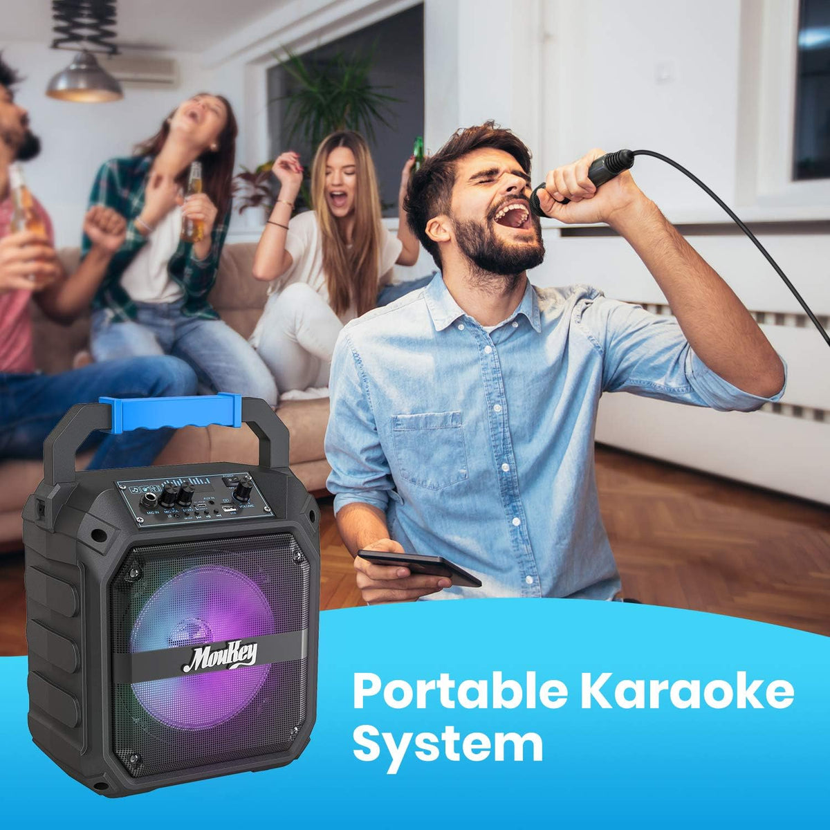 Portable Karaoke Machine with Bluetooth PA Speaker and Microphone C23720