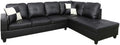 Black Faux Leather L-Shaped Sectional Sofa Set K5831