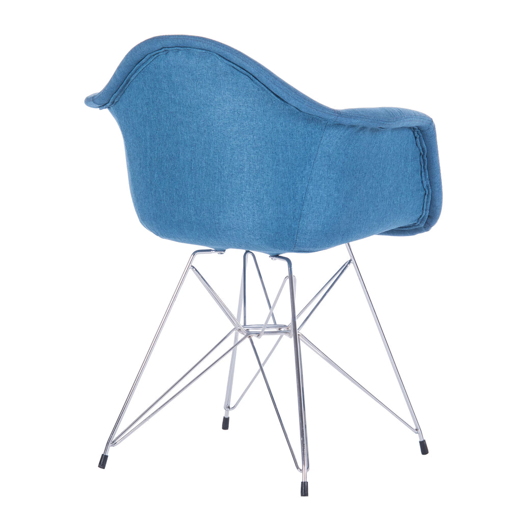 Blue Fabric Upholstered Dining Chairs Set of 2 with Arms O7541