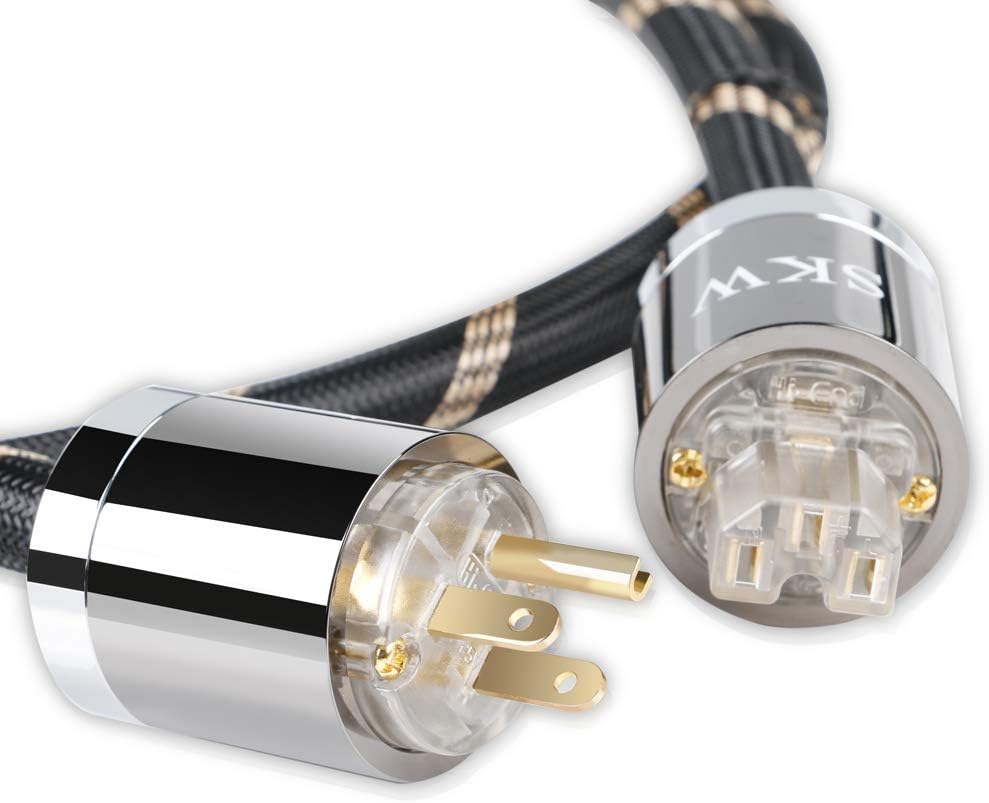 Upgrade Audiophile OCC Power Cord, Male to Female Power Cable, US Plug, Black, 6.5ft/2M N2815