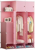 Pink Plastic Cloth Combination Wardrobe Storage Cabinet H460