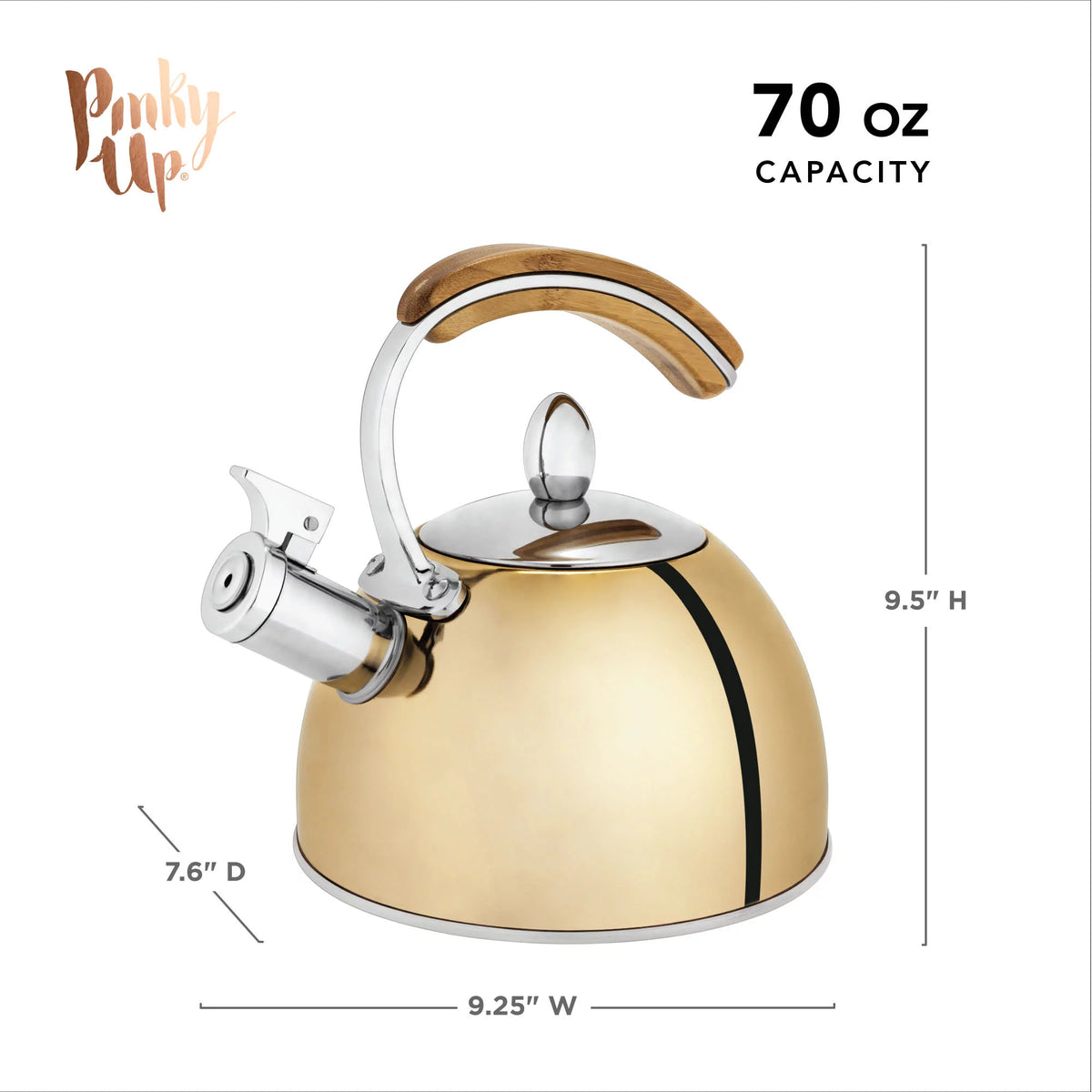 Gold Stainless Steel Whistling Tea Kettle Q5530