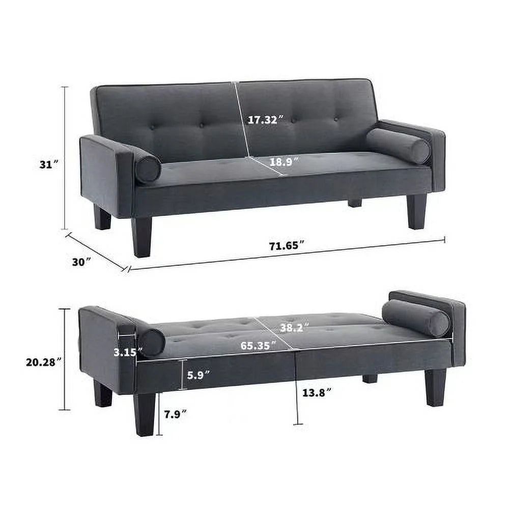 Convertible Futon Sofa Bed with Armrests J57010
