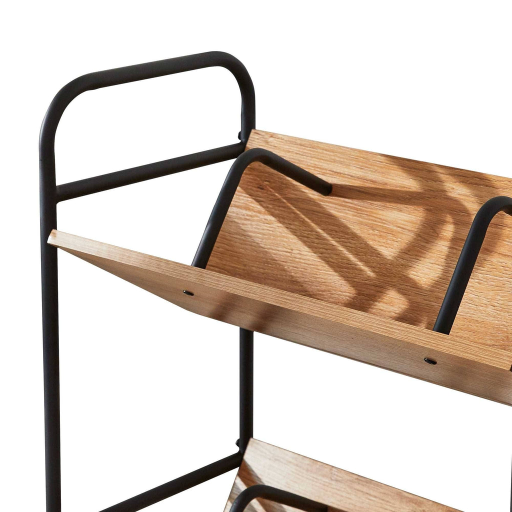 2-Tier Wood Metal Double Sided Mobile Book Cart A738025