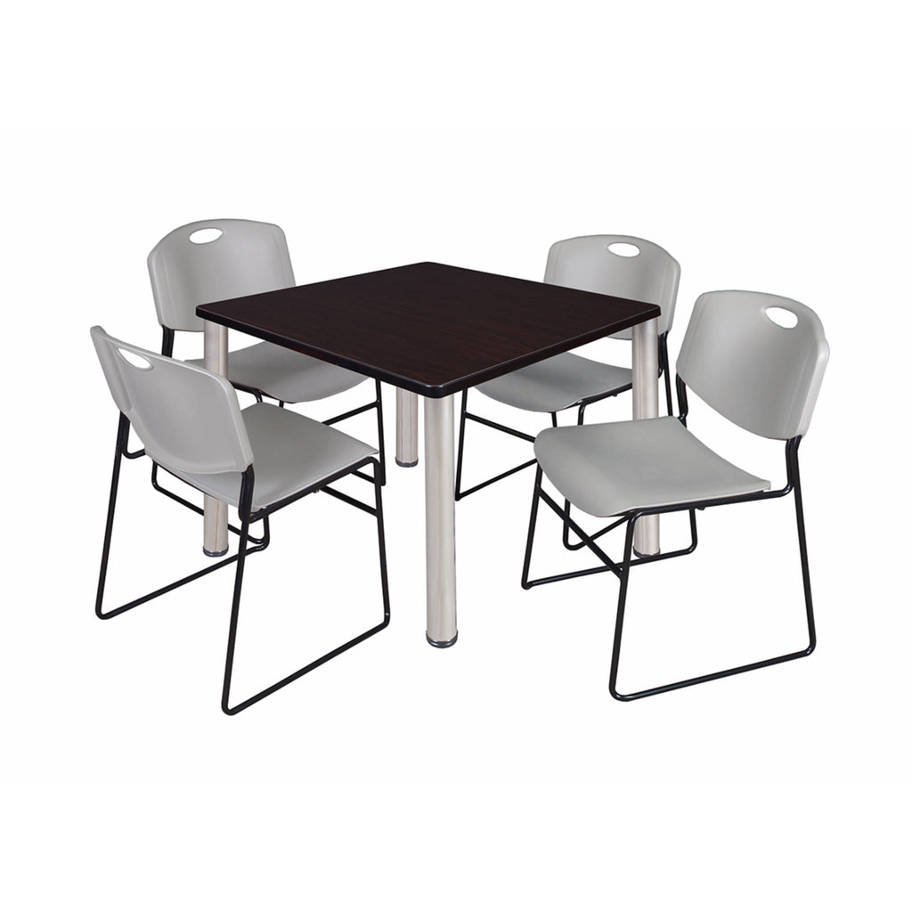 42x22 Square Breakroom Table with 4 Stack Chairs T757