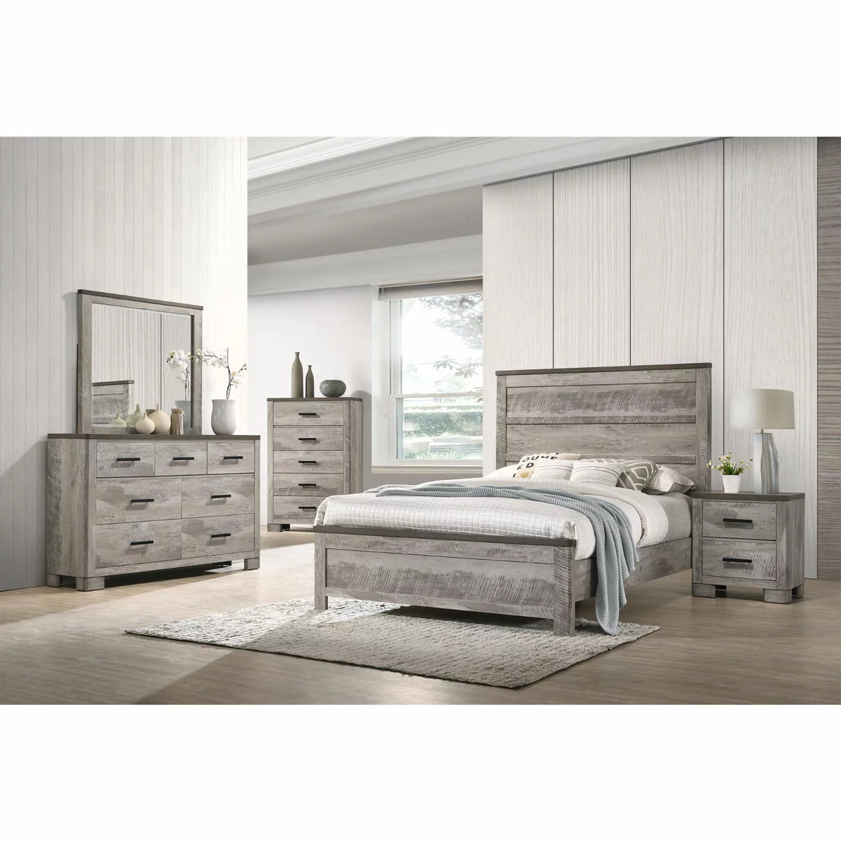 Gray Full Panel Bed D702