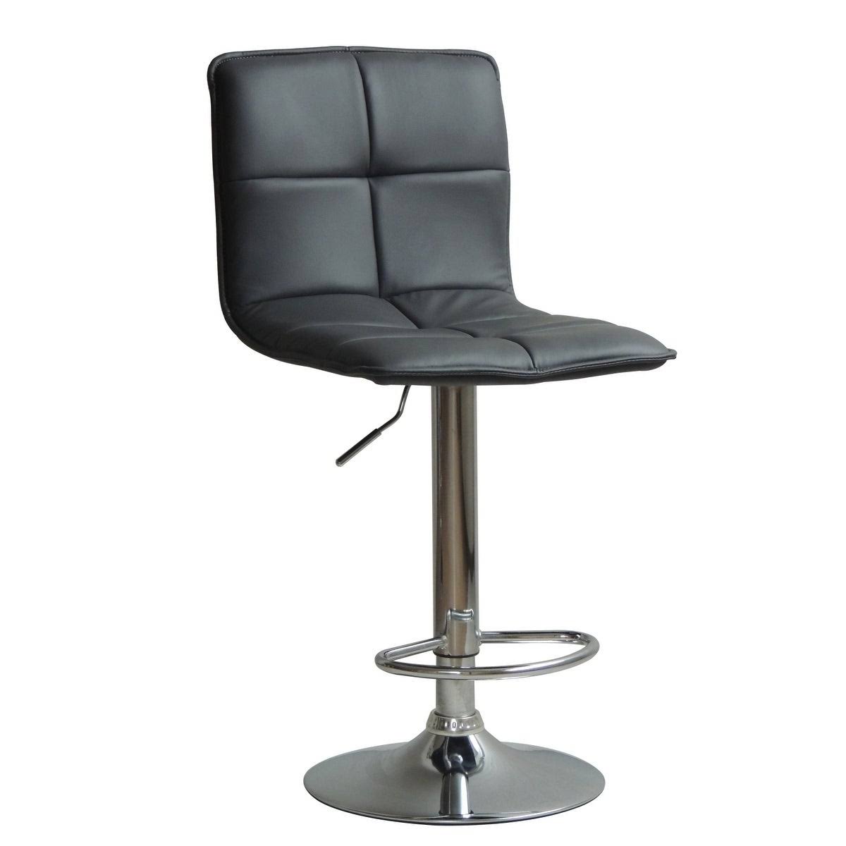 Gray Stainless Steel Adjustable Height Swivel Bar Stool Set of 2 S553034