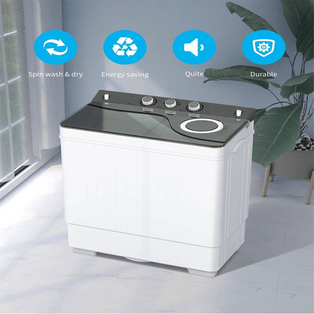 Portable 26Lbs Twin Tub Washing Machine with Gravity Drain Pump Z189