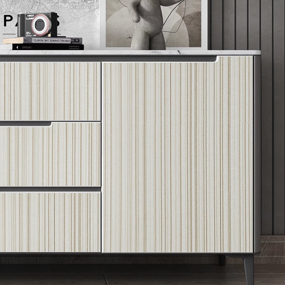 Beige Linen Textured Peel and Stick Wallpaper M208