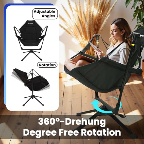 Black Gray Swivel Reclining Camping Chair D36600