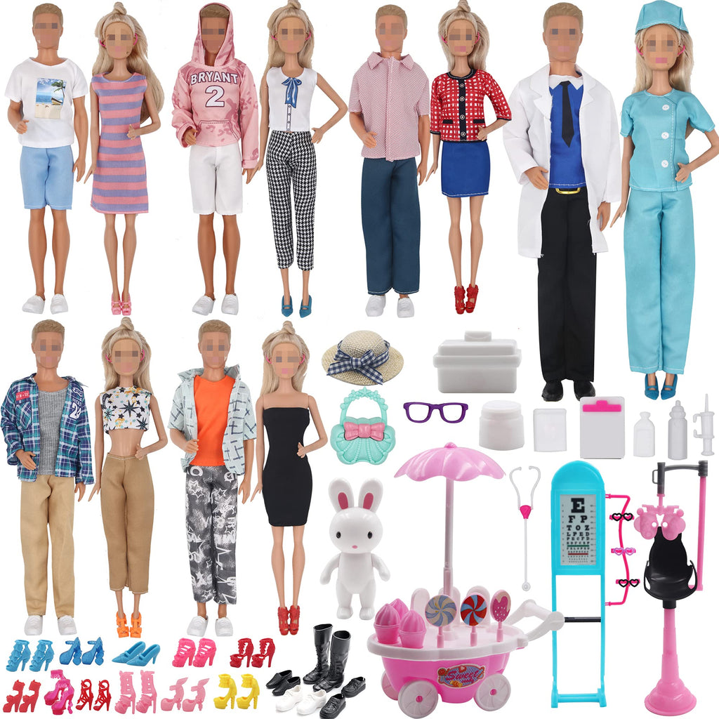 90Pcs Doll Clothes and Accessories for 11.5'' Girl Doll and 12'' Boy Doll Doctor Nurse Playset J70647