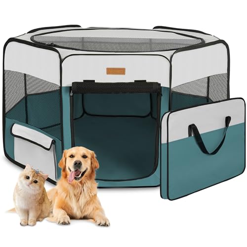 Portable Foldable Pet Playpen with Removable Mesh Shade Cover J1708
