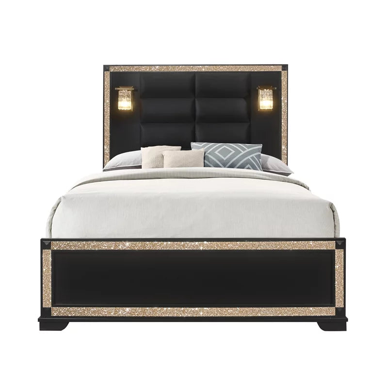 Queen Bed in Black/Gold Finish L517903