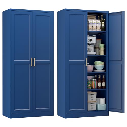 White 4 Adjustable Shelves Metal Pantry Cabinet C623922