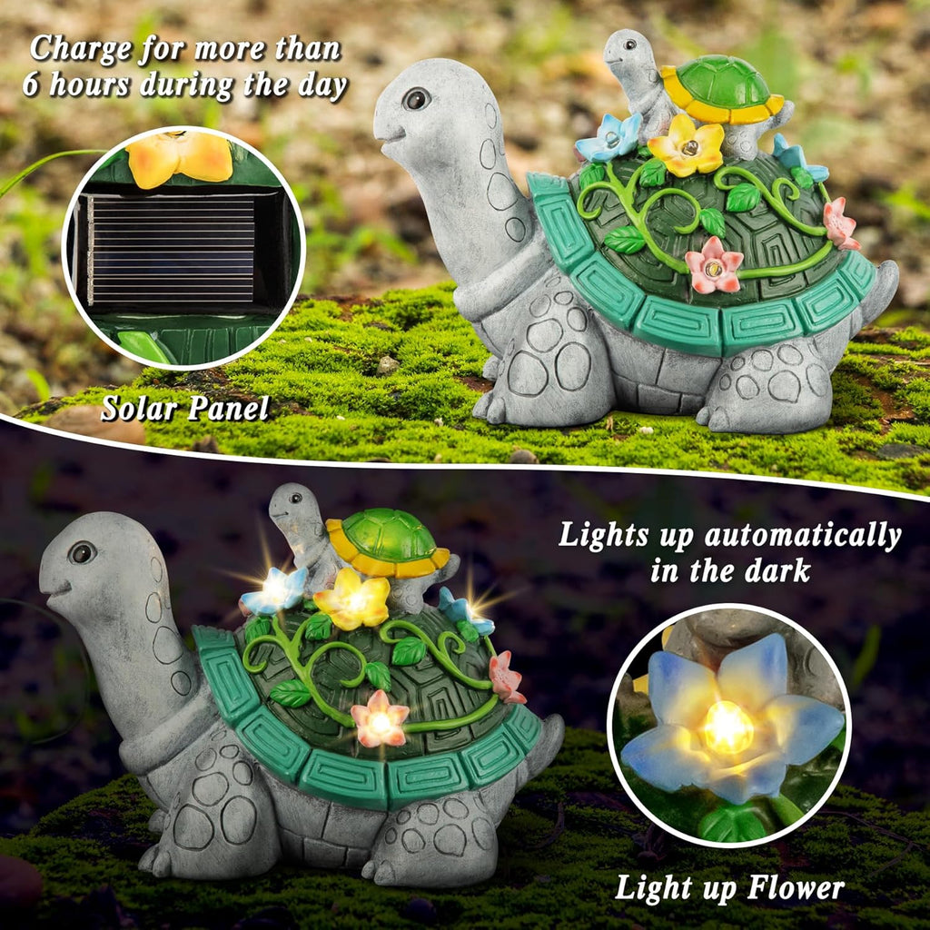 Turtle Solar Statue with 7 LED Solar Lights C34463