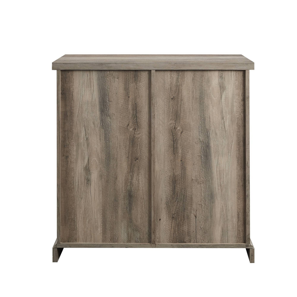 Rustic Farmhouse Accent Cabinet with Sliding Barn Door Gray Wash G274