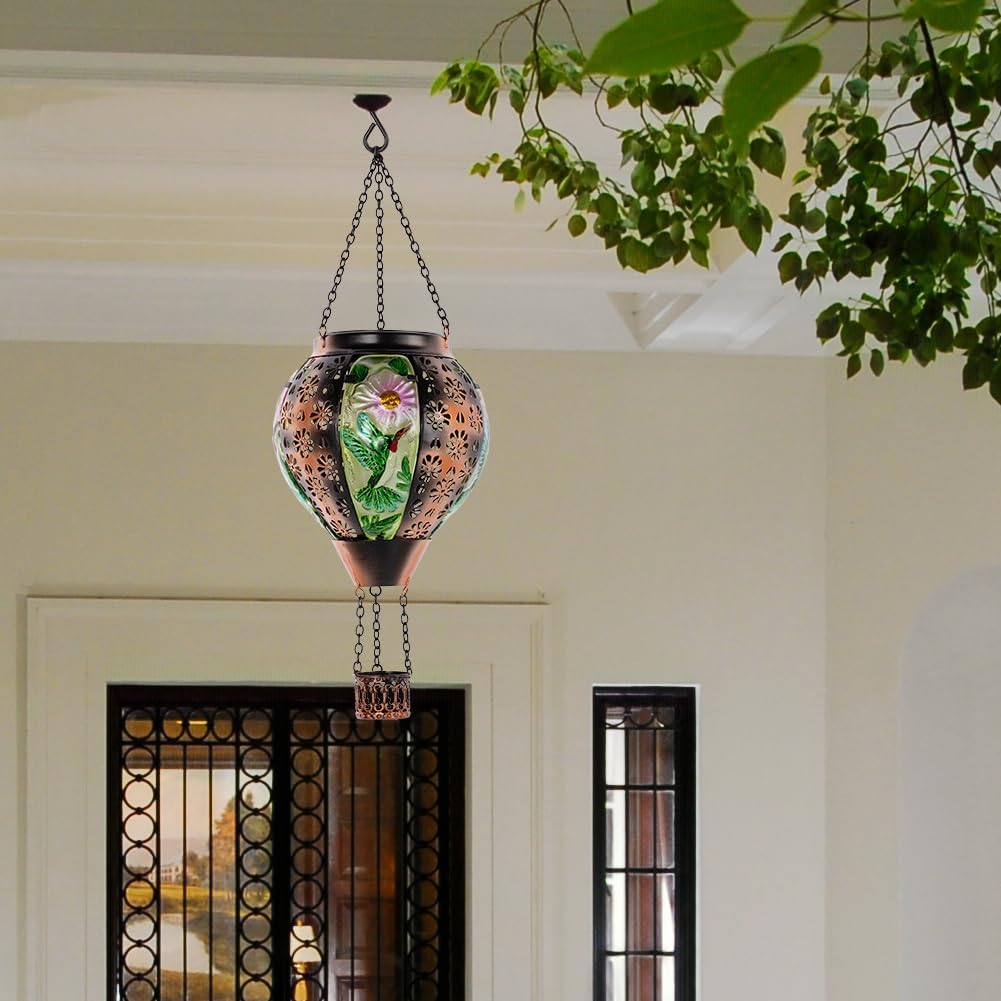 Metal & Glass Solar Lantern with Candle Holder U2261