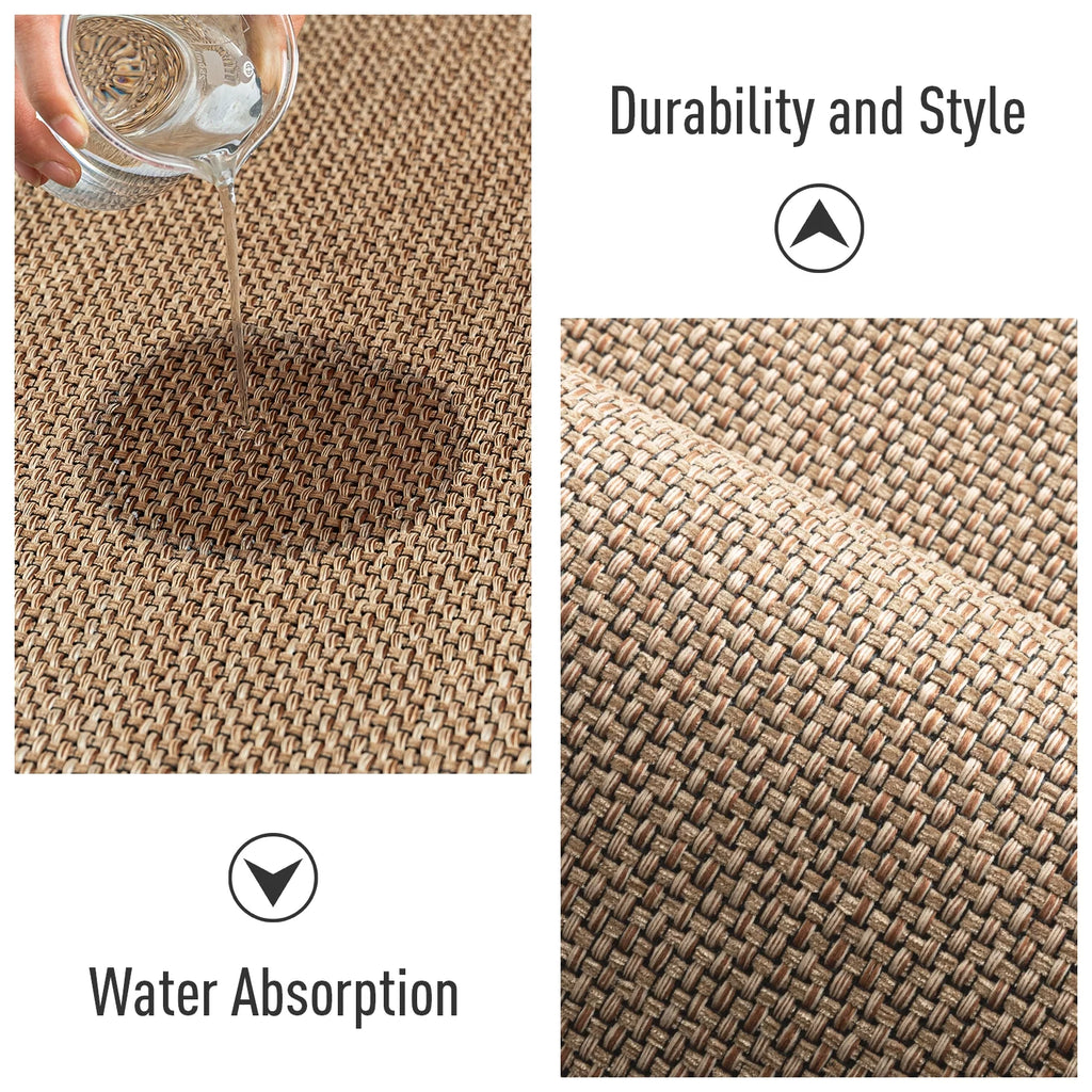 Oats Beige Non Slip Kitchen Runner Rugs, 2PCS E863