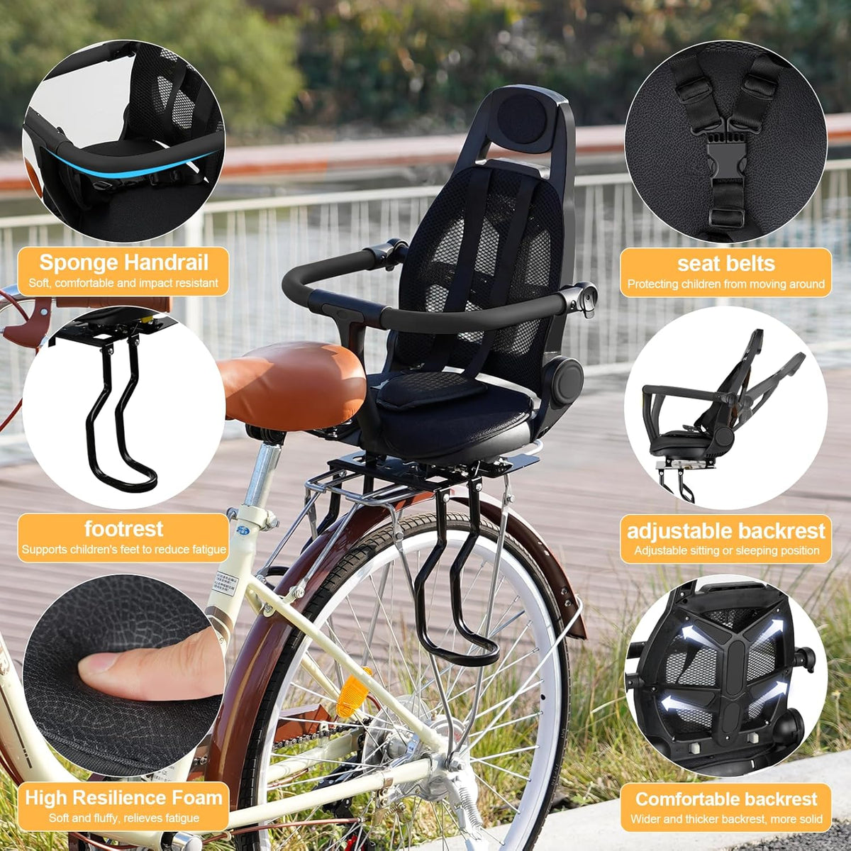Rear Child Bike Seat with Adjustable Backrest X4431