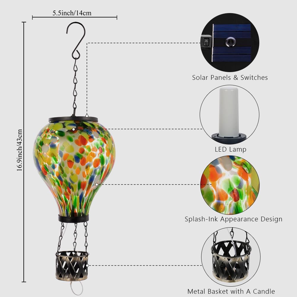 Metal & Glass Solar Lantern with Candle Holder U2261