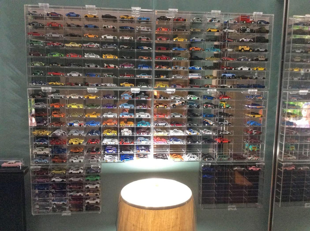 56 Compartment 1/64 Scale Diecast Model Car Display Case with Door W9111