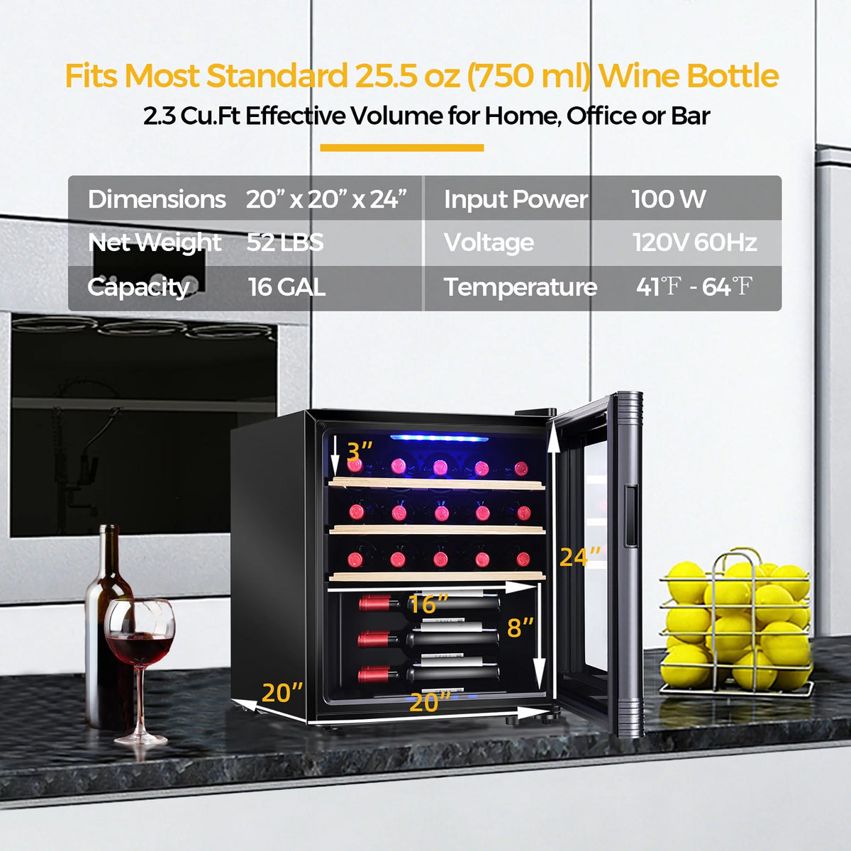 21 Bottle Compressor Wine Cooler Refrigerator Black V539263