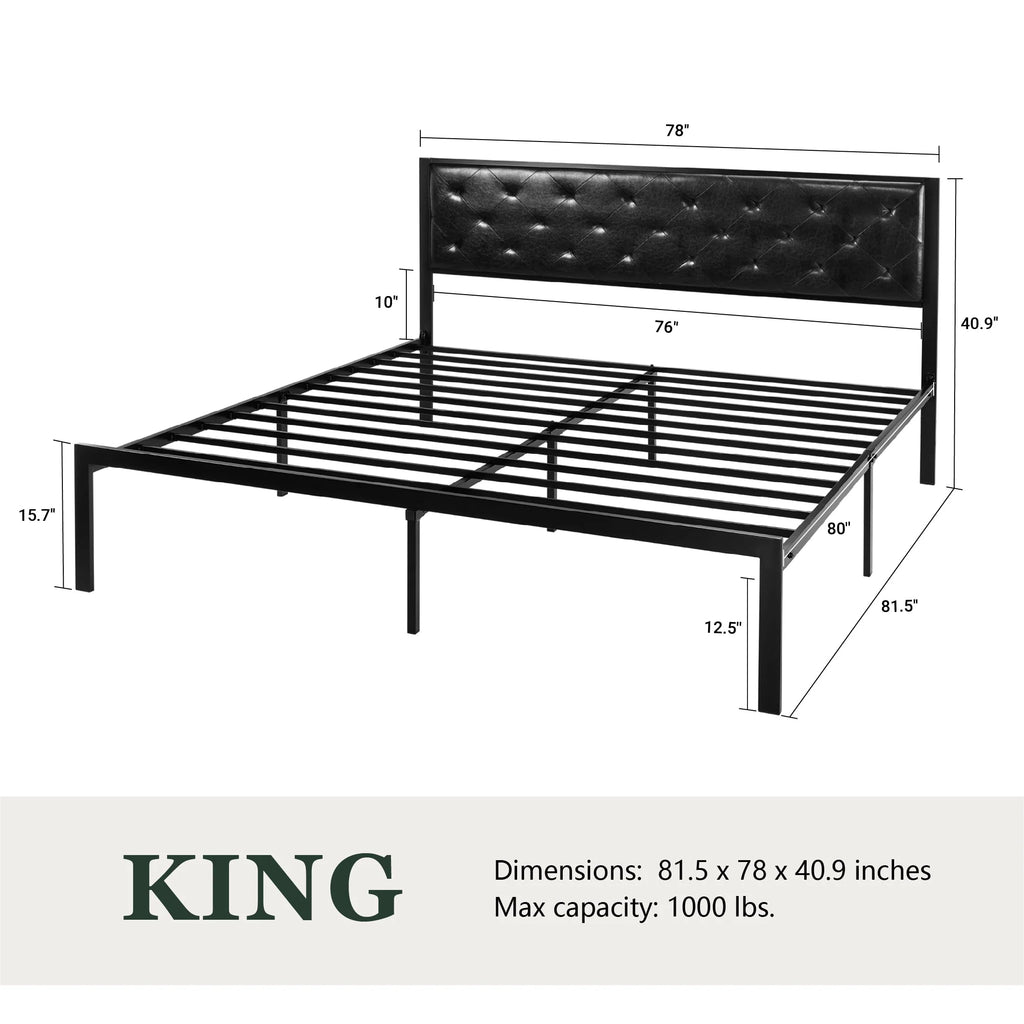 Twin Size Metal Bed Frame with Upholstered Headboard C8145