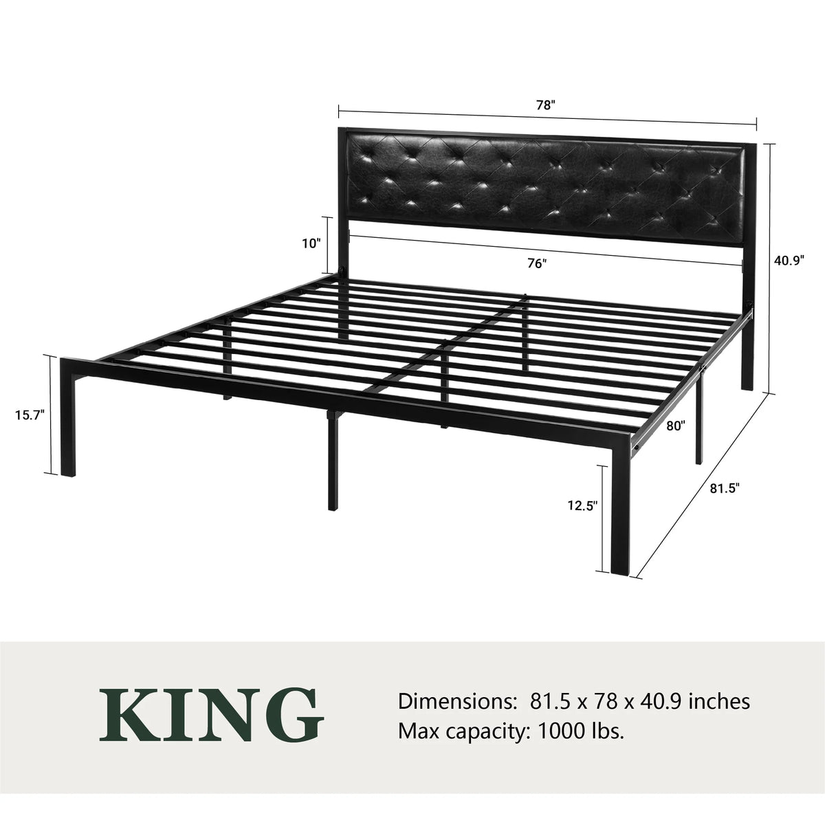 Twin Size Metal Bed Frame with Upholstered Headboard C8145