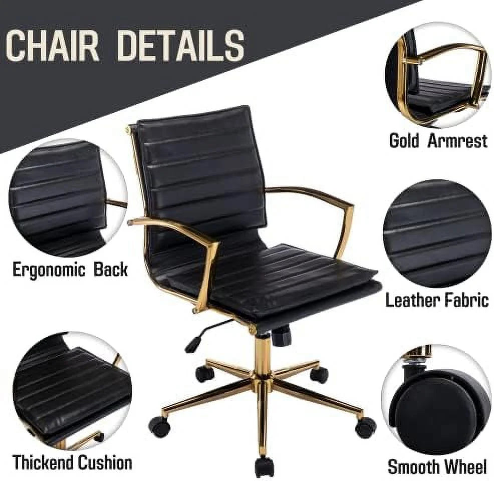 Beige Leather Office Chair with Wheels A64188